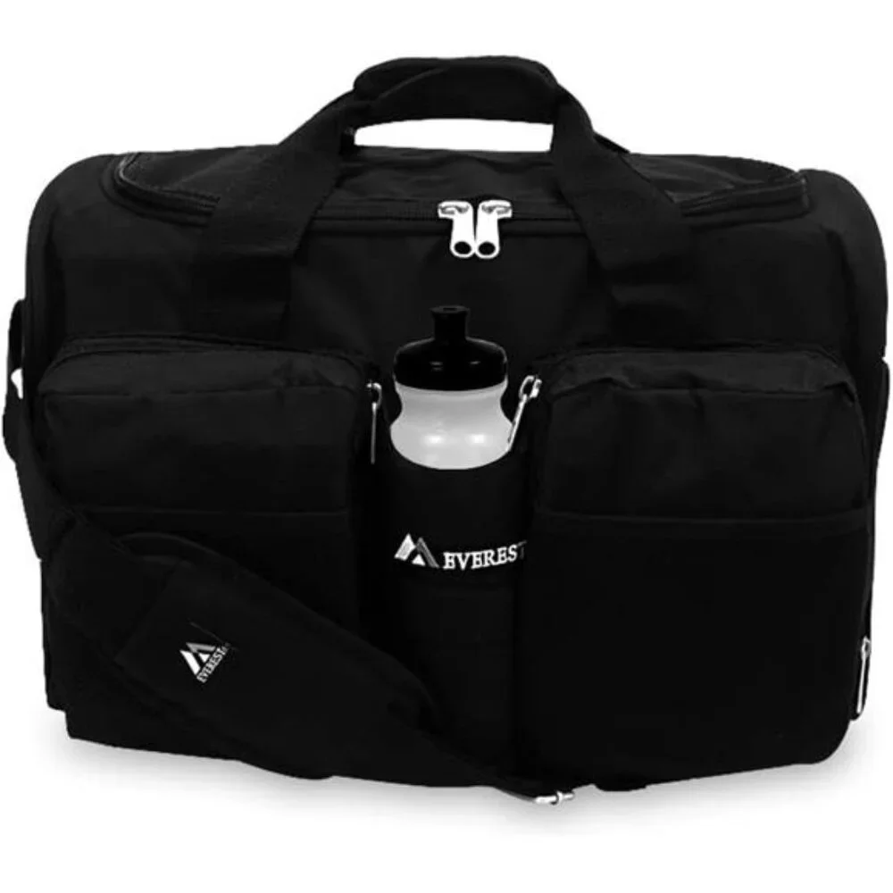 Gym Bag Sports Duffel Bag Black Workout Travel Bag with Wet Pocket Shoes